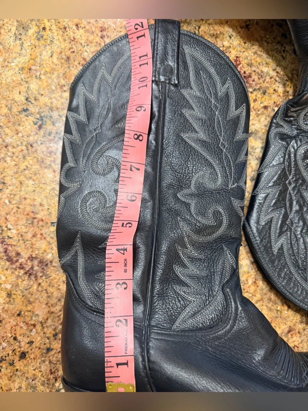 Dan Post Black Leather Western Cowboy Boots Mens Size 8D Vintage 16791